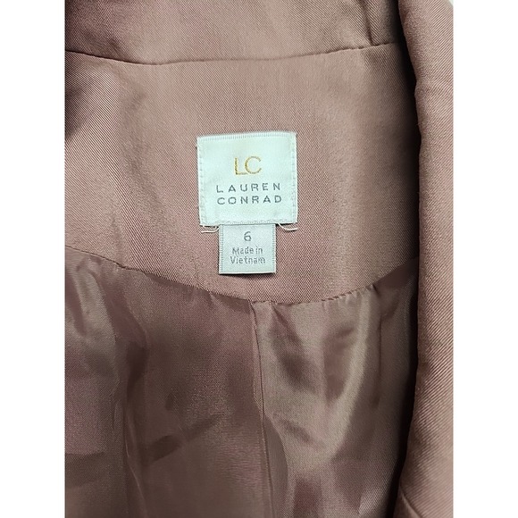 LC Lauren Conrad Womens Sz 6 3/4 Sleeve Open Front Blazer Jacket Pinkish Mauve - Picture 3 of 7